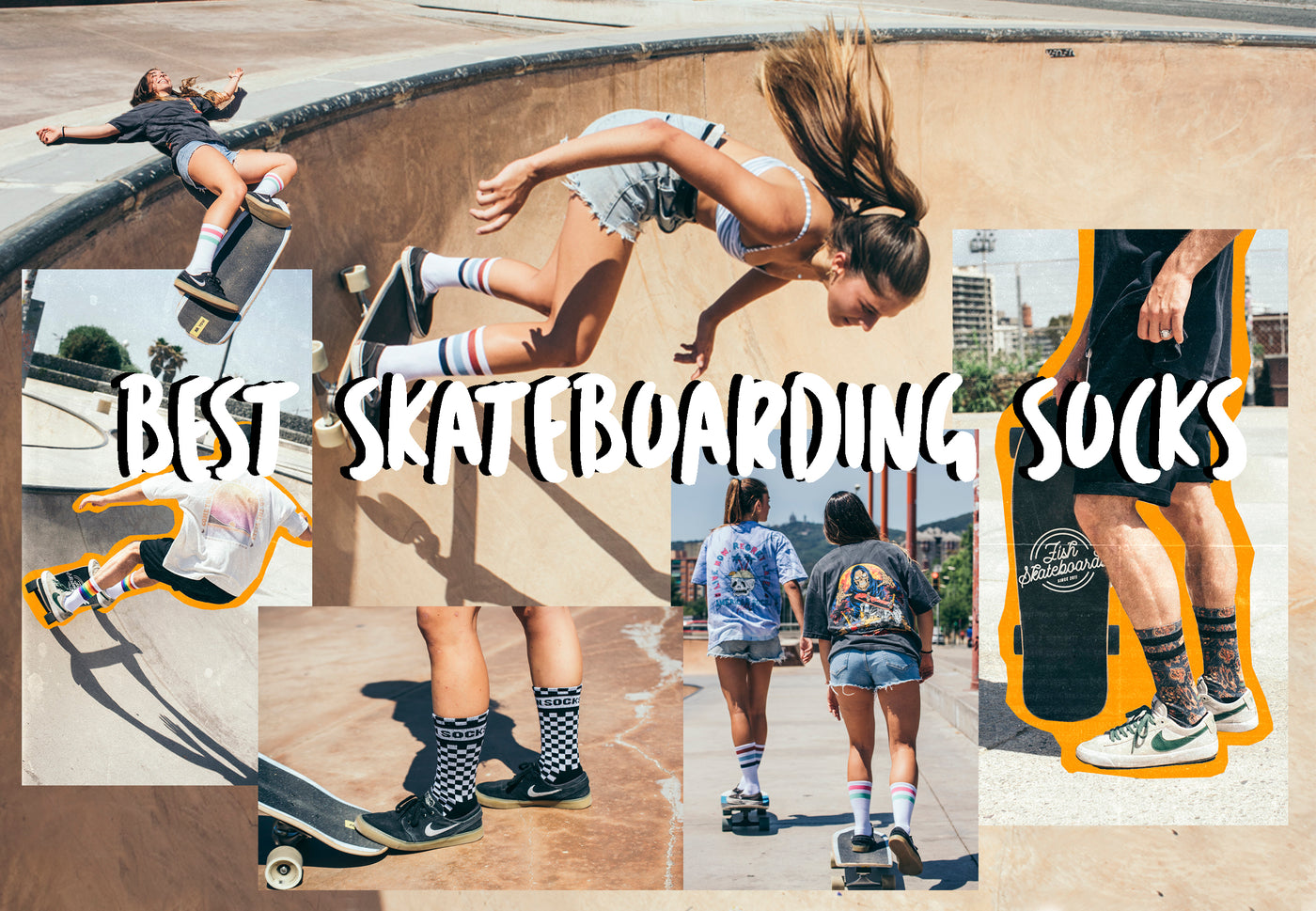 Longboard skate, checkerboard, high socks,