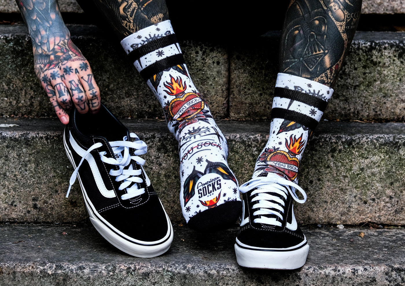 socks with traditional tattoo designs