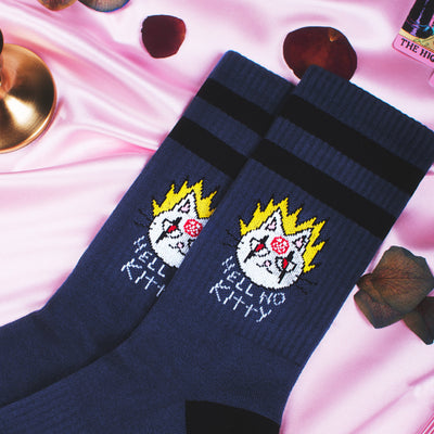 gothic and dark socks for metalheads devil cat