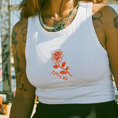 white crop top rose for summer festival top alternative design