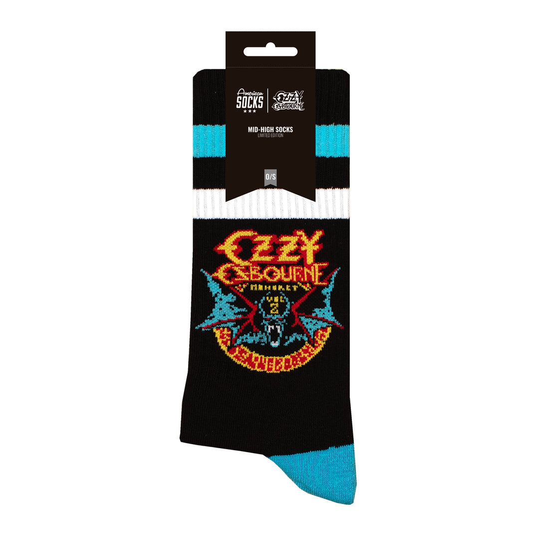 Ozzy Osbourne Bat Socks Black Blue | Official Rock Merch