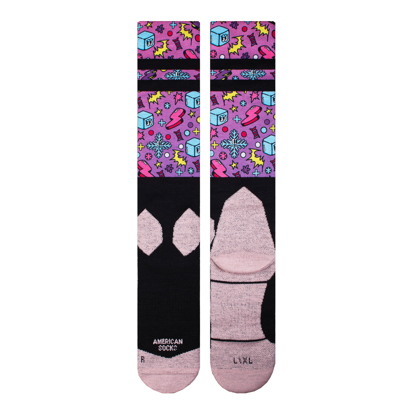 Ski socks with cute ice pattern and candy like design by american socks