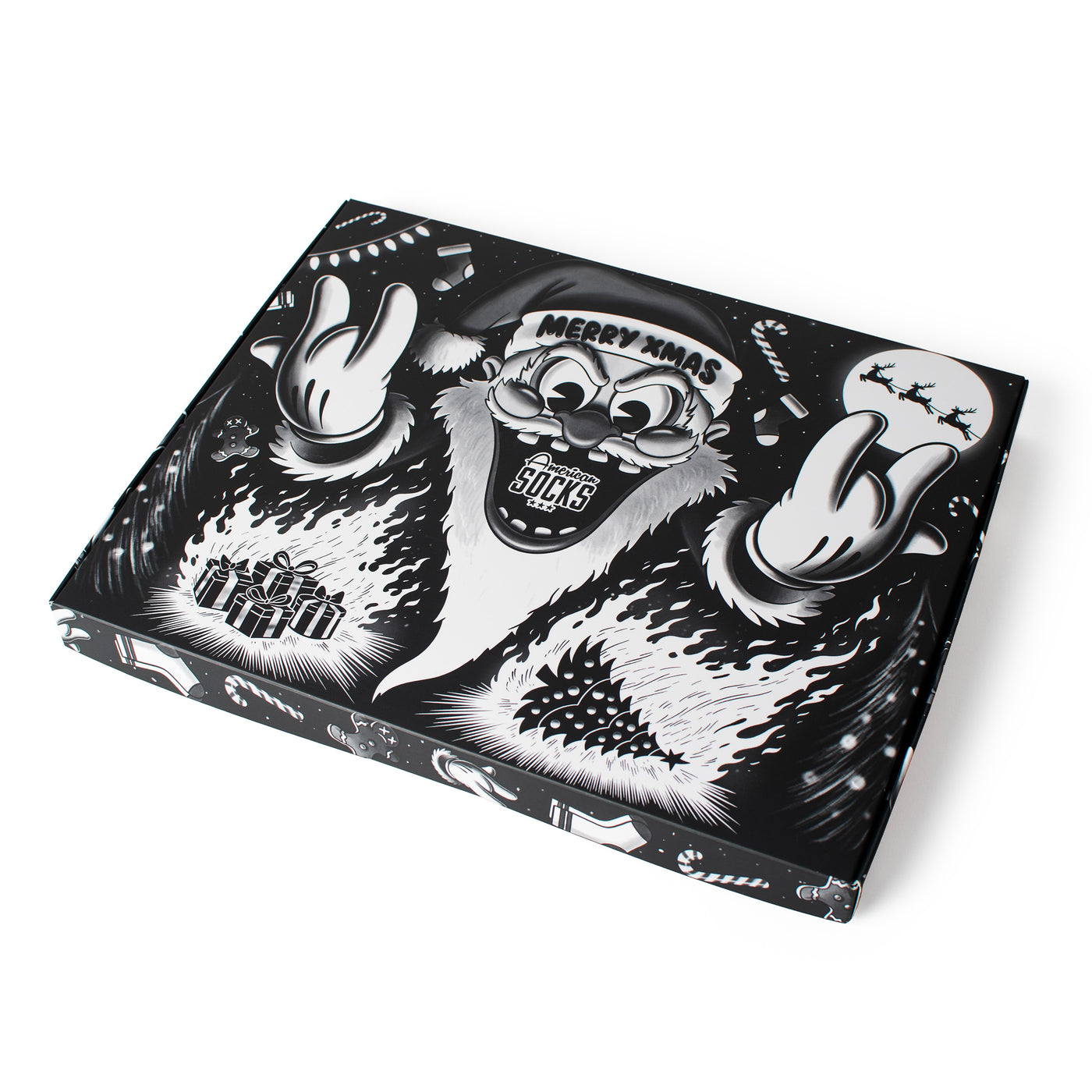 Heavy Metal Santa Claus Black and White Giftbox by American Socks