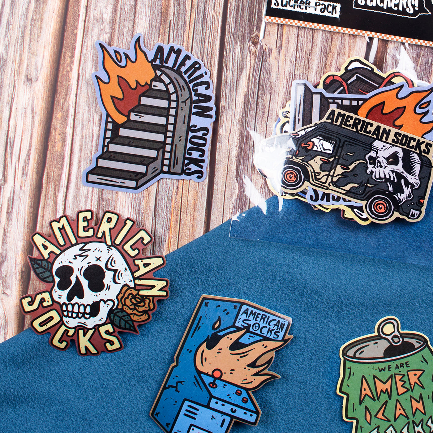 Cool sticker pack surrounded by alternative stickers american socks