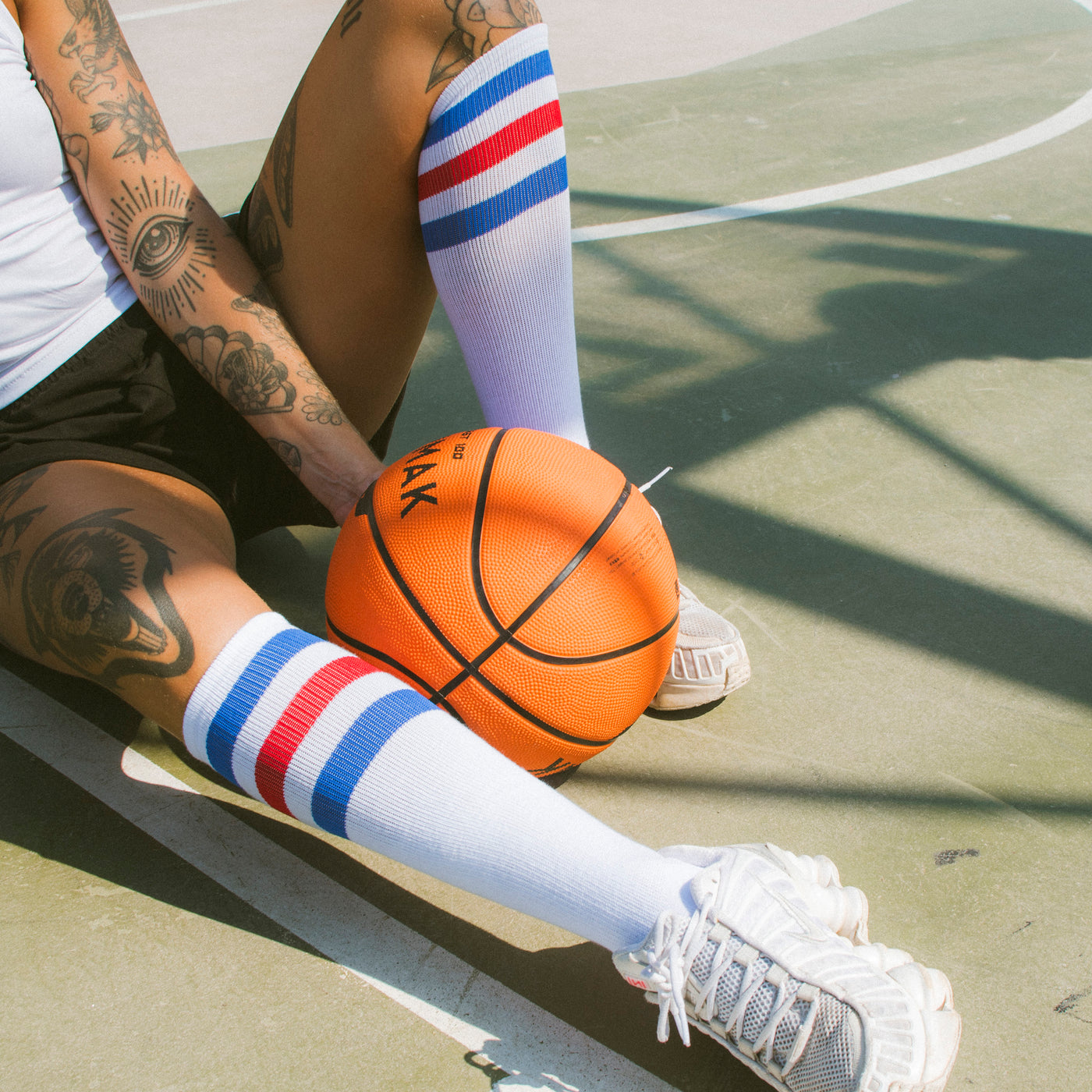 American Pride - Knee High Socks American Socks Striped Tube Socks Old School Retro Skater Apparel White Color