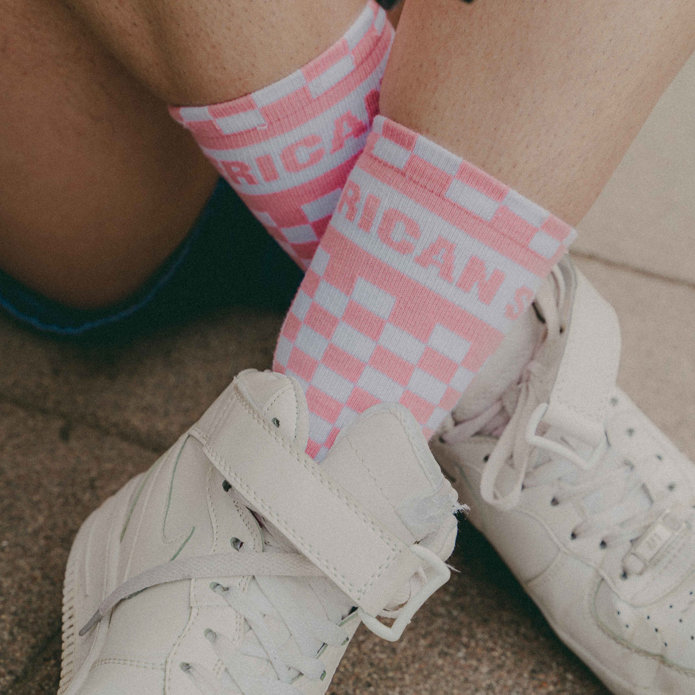 Pink Checkerboard - Mid High - AmericanSocks