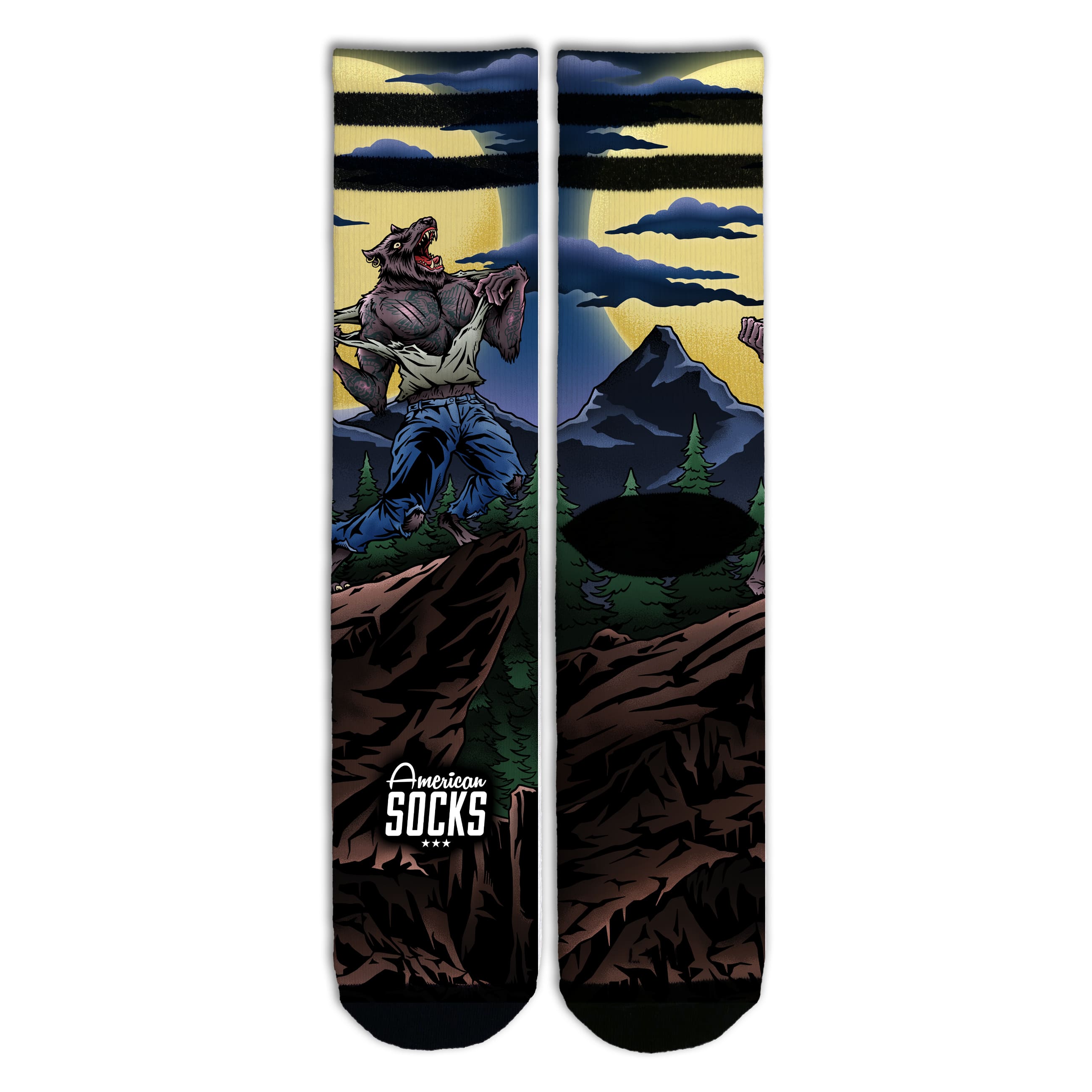 Socks with Graphics | Werewolf - Mid High Socks